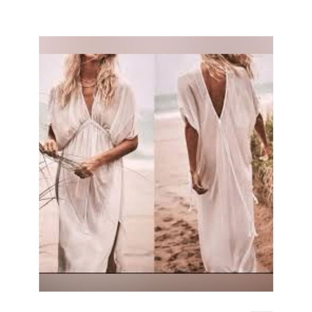 DEVON WINDSOR Gracie Dress Off White Beach Coverup with V-Neck and Breezy Fit